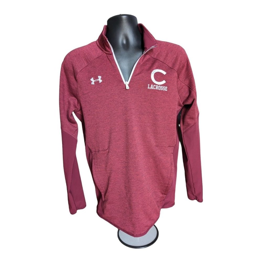 Under Armour Shirt Mens Small Maroon Quarter Zip Pull Over ColdGear Loose Top